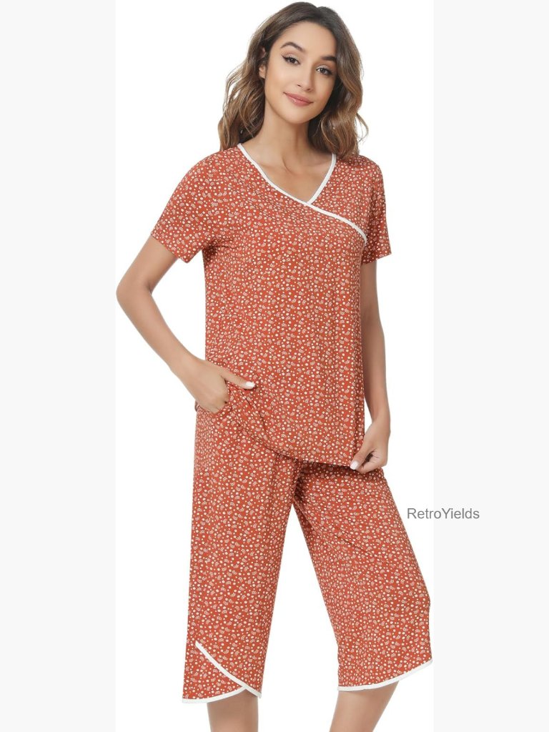 Viscose Bamboo Short Sleeve Capri Pajama Set